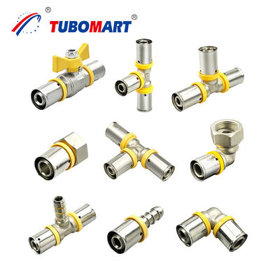 นิเคิล Plated ทองแดง Pex Press Fittings ดันเพื่อเชื่อมต่อ Lead Free สําหรับปัสดุประปา