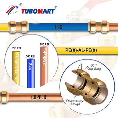 เครื่องทําความร้อนแบบไฮโดรนิก PN10 PN16 Pex Push Fittings เครื่องทําความร้อนแบบไฮโดรนิก