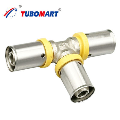โครม Plated Pex Press Fittings ทองแดงทนทานต่อการกัดรัง ดันเพื่อเชื่อมต่อ Fittings