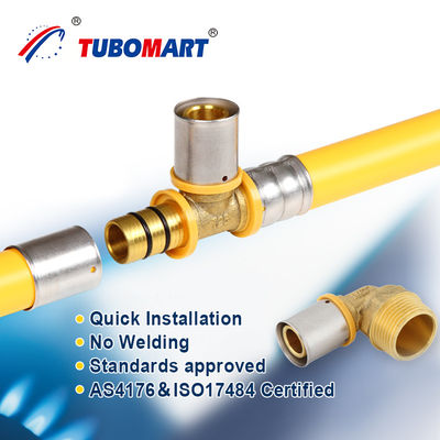 Tubomart การจําหน่ายก๊าซ PEX Al PEX Pipe สารประกอบเลเซอร์ปั๊มท่อเหลือง ปรับแต่งต่อม้วน PEX ปั๊มก๊าซ