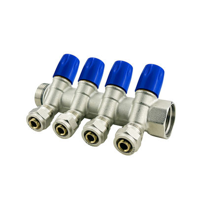 ระบบทําความร้อนพื้นน้ํา Pex Manifold ด้วยอัดทองแดง 2-6 ทางขนาดที่กําหนดเองสําหรับเครื่องกระจายน้ํา