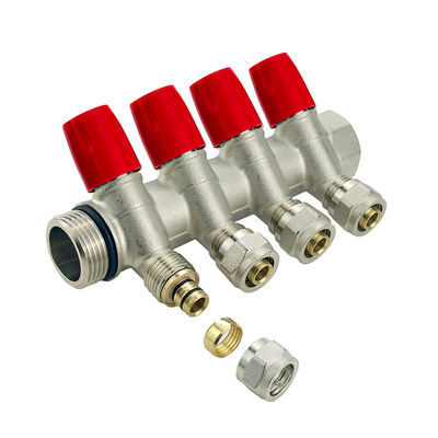 วาล์วทองแดงยาวนาน วาล์วทองแดง Pex manifold ในสีที่กําหนดเองสําหรับระบบประปา