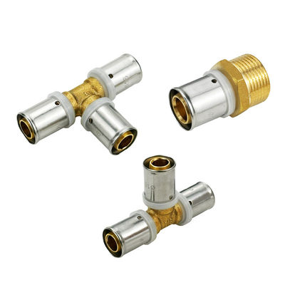 OEM 1/2 นิ้ว PEX ทองแดง Fitting PEX Press Fitting 3/4 นิ้ว เทียบเท่า Tee สําหรับ PEX ใต้พื้นปรับความร้อนท่อ