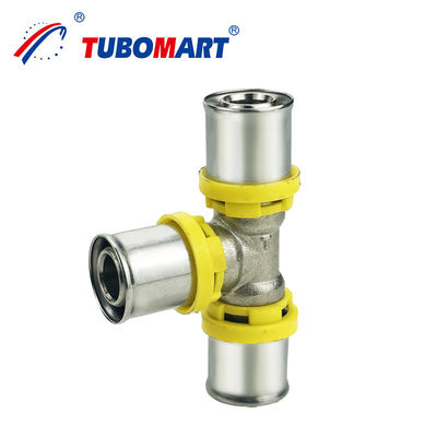 Pex Al Pex TH TYPE Press Fittings สําหรับ DN15 DN25 ความดัน สีทองแดงธรรมชาติ สามารถปรับแต่งได้ การติดตั้งง่ายสําหรับระบบแก๊ส