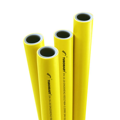 ท่อ TUBOMART PEX-AL-PEX สีเหลือง OEM ท่อหลายชั้นอะลูมิเนียมความปลอดภัยสูงสำหรับระบบแก๊ส