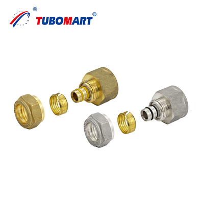 ข้อต่อทองเหลืองเกลียว Tubomart OEM สำหรับท่อ PEX AL PEX หลายชั้น ข้อต่ออัดสำหรับประปา น้ำ และแก๊ส