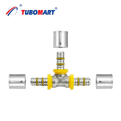 การสนับสนุนที่กําหนดเอง Pex Al Pex ทองแดง ท่อกด CW614N ประเภทการเชื่อมต่อกดสําหรับ GAS การใช้งานระบบน้ํา