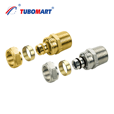 ข้อต่อประปาแบบอัด Pex Al Pex ของระบบแก๊ส/น้ำ OEM ทนทาน ข้อต่อทองเหลืองแบบอัดพร้อมอายุการใช้งานยาวนาน