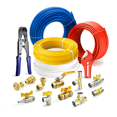 Tubomart ราคาโรงงาน 16-32 มม. OEM สีน้ำเงิน ปรับแต่งได้ ข้อต่อ Pex ตัวเชื่อมต่อท่อ Pex Al ทองเหลือง ข้อต่อ Pex แบบกด Pressfittings