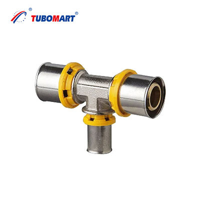 TUBOMART OEM Popular Brass PEX-AL-PEX Pipe Press Fittings Equal Tee Gas Piping Solutions