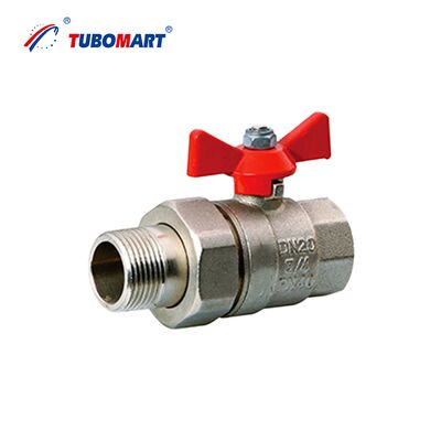 TUBOMART OEM ISO9001 ยืนยันบล๊อกบอลแวลล์ทองเหลือง แฮนด์กระพริกเส้นสตรี 1/2'-2' นิเคิล Plated 3 ปีรับประกันสําหรับน้ํา