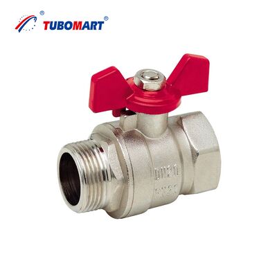 วาล์วบอลทองเหลืองแบบแมนนวล TUBOMART OEM พร้อมเกลียวนอก 1/2''-2'' สำหรับการจ่ายน้ำและก๊าซ