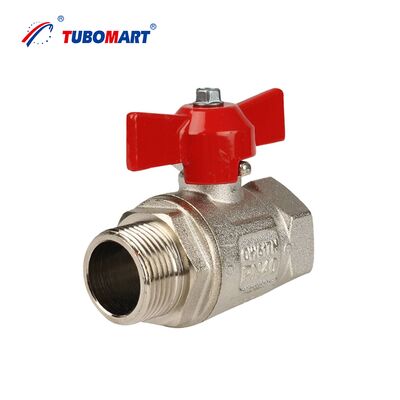 วาล์วบอลทองเหลืองแบบแมนนวล TUBOMART OEM สำหรับ PEX-AL-PEX ขนาด 16-32 มม. 1/2''-1'' น้ำและแก๊ส